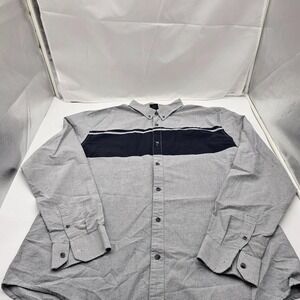 Oakley Shirt Mens XXL Oxford Long Sleeve Gray/Blue Embroidered Logo Casual Knit
